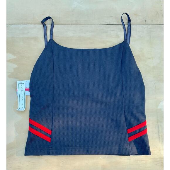 Vintage LBH Women's Dark Blue With Red Stripes‎ Cropped Tank Top, Size M - Picture 1 of 5
